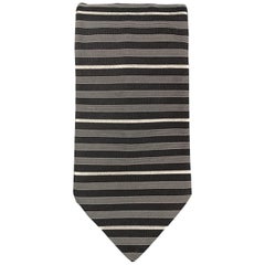 DRIES VAN NOTEN Black 
Grey Silk Striped Tie