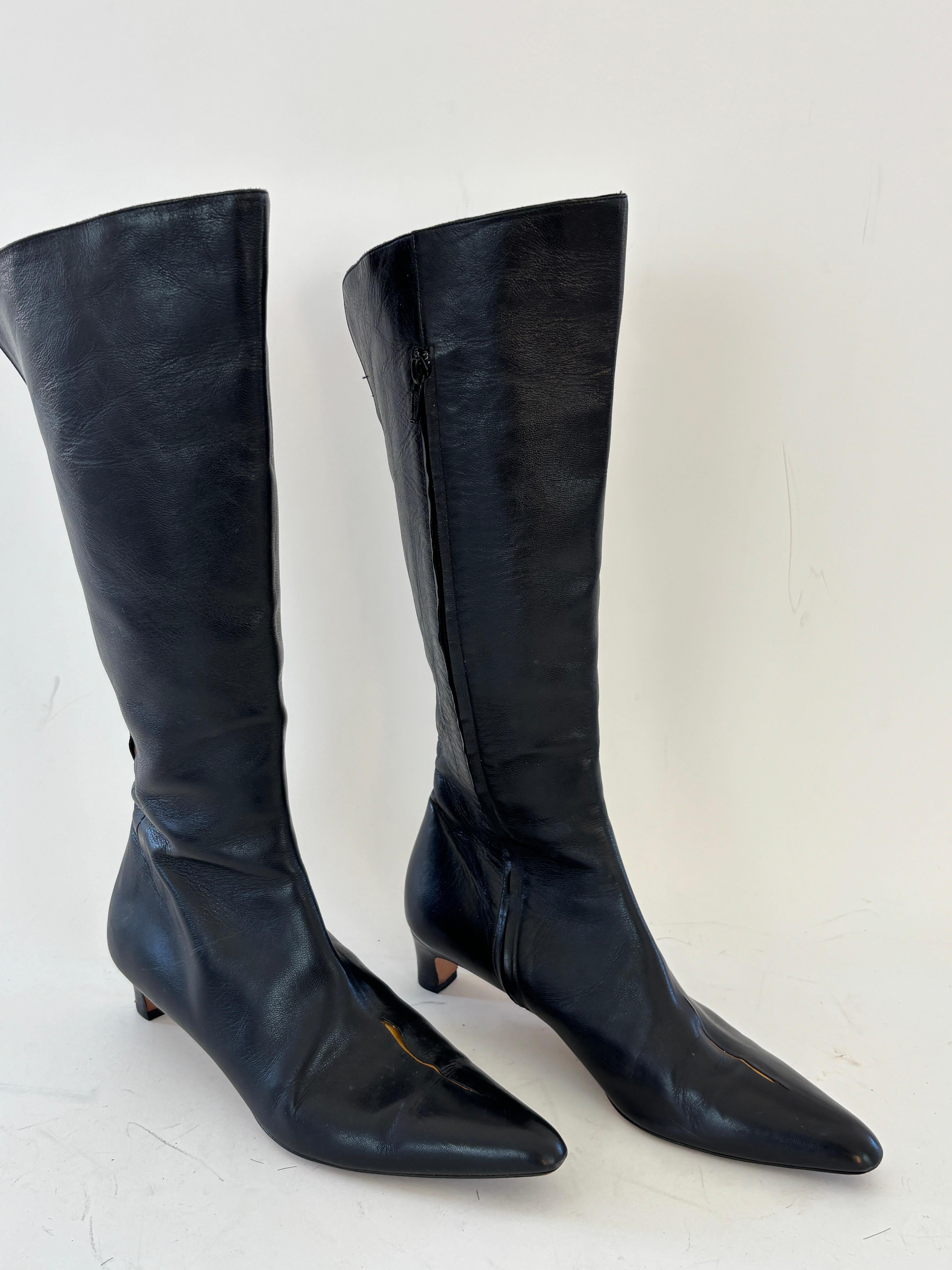 DRIES VAN NOTEN Black Leather Boots Size EU 39 For Sale 9