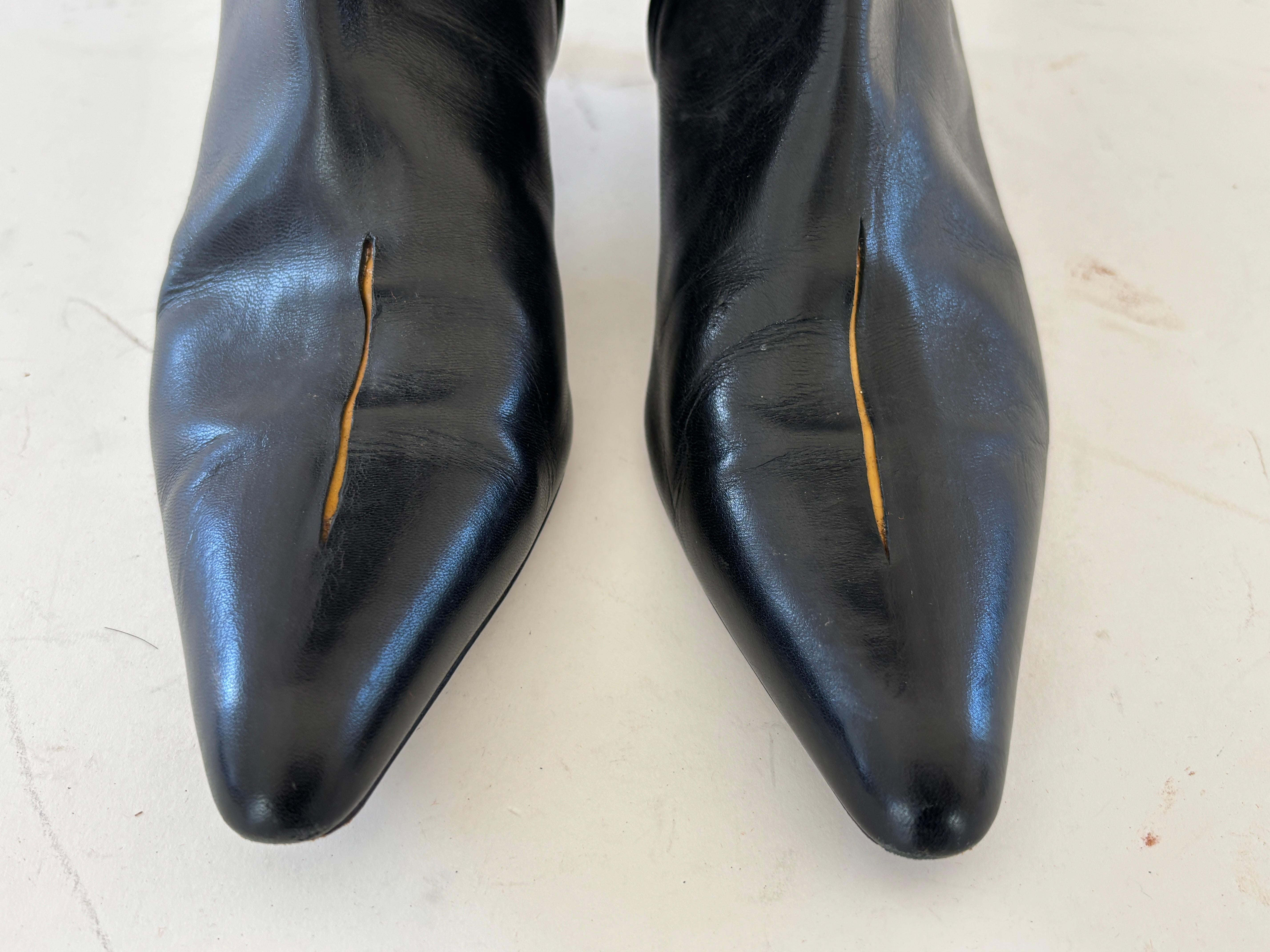 DRIES VAN NOTEN Black Leather Boots Size EU 39 For Sale 11