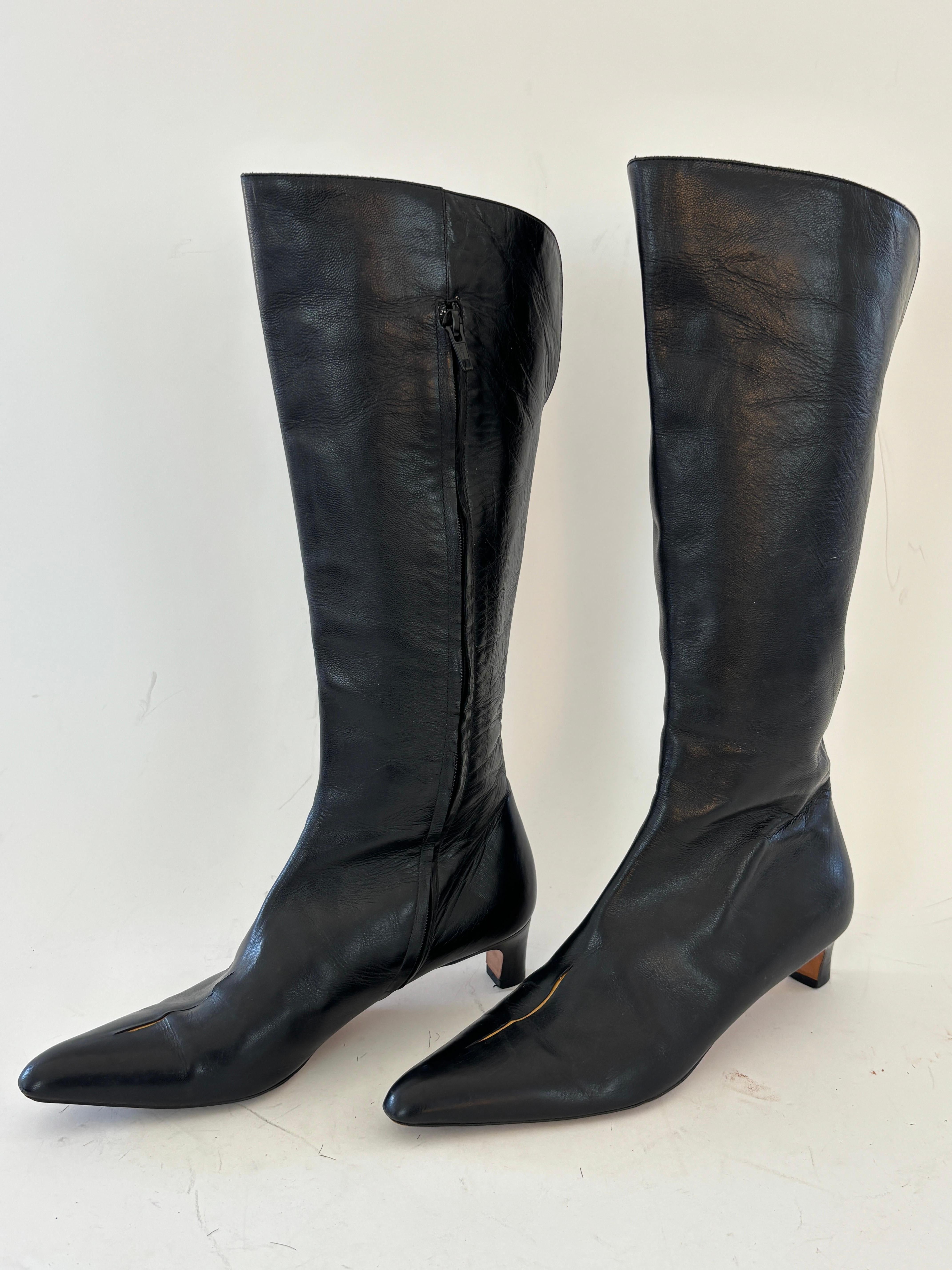 DRIES VAN NOTEN Black Leather Boots Size EU 39 For Sale 13