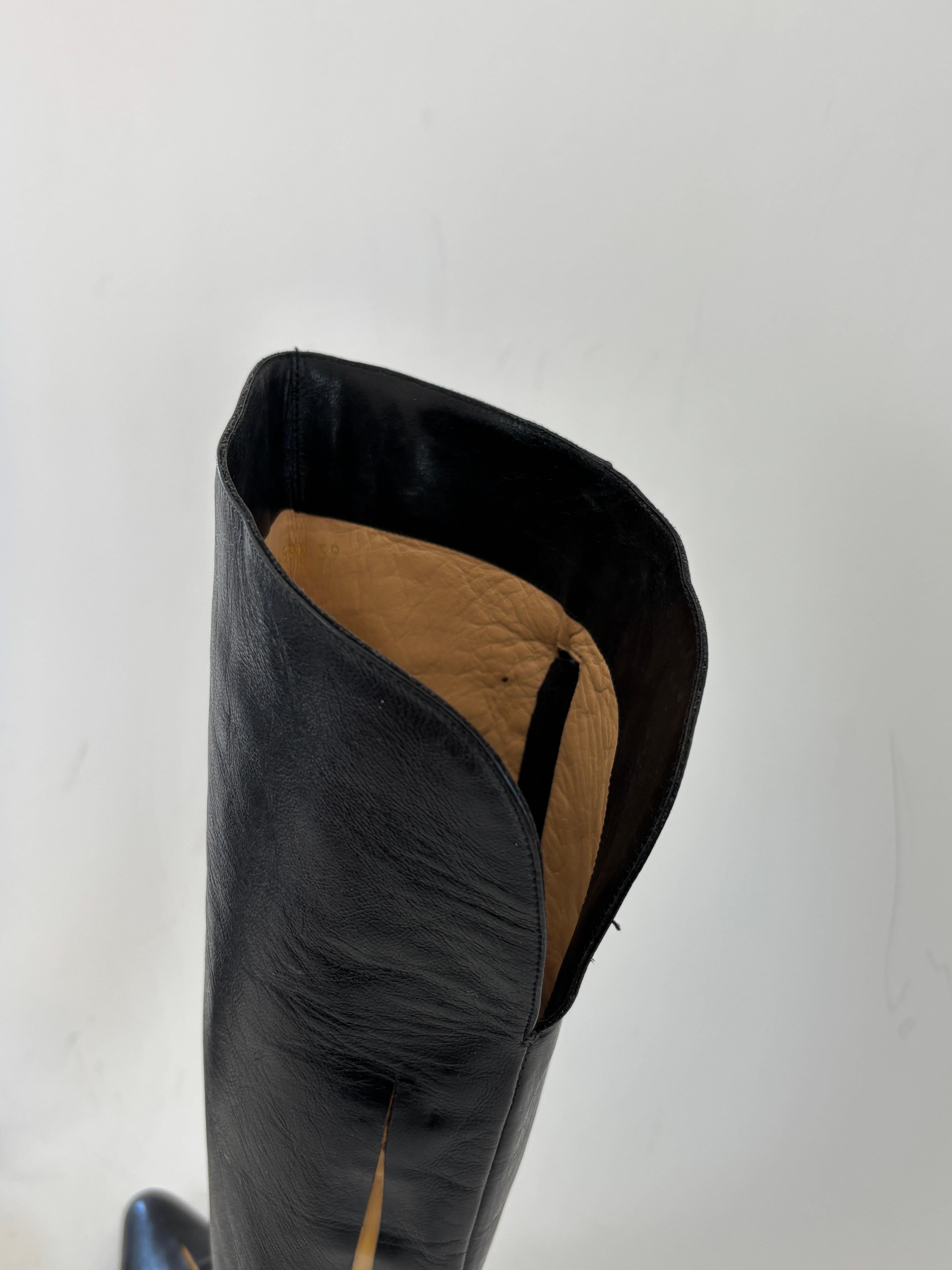 DRIES VAN NOTEN Black Leather Boots Size EU 39 For Sale 14