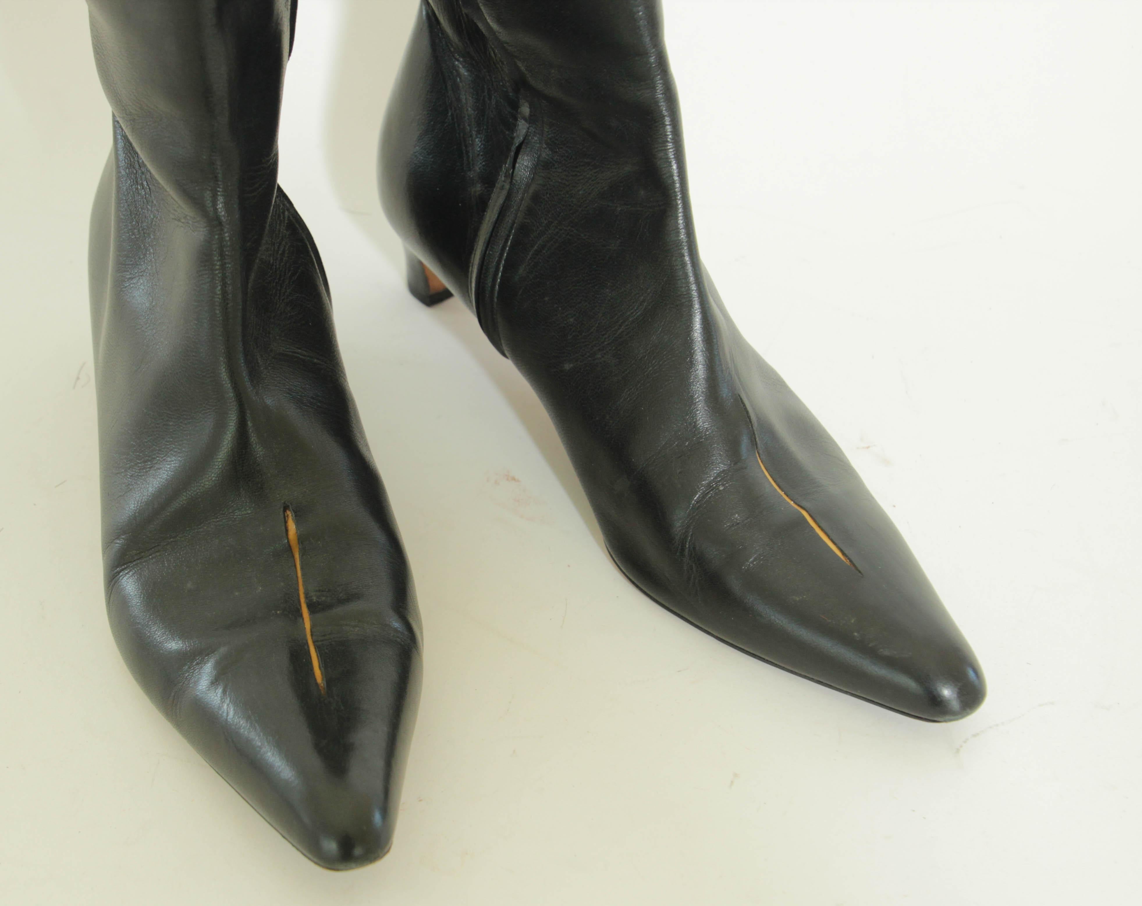 DRIES VAN NOTEN Black Leather Boots Size EU 39 In Good Condition For Sale In North Hollywood, CA