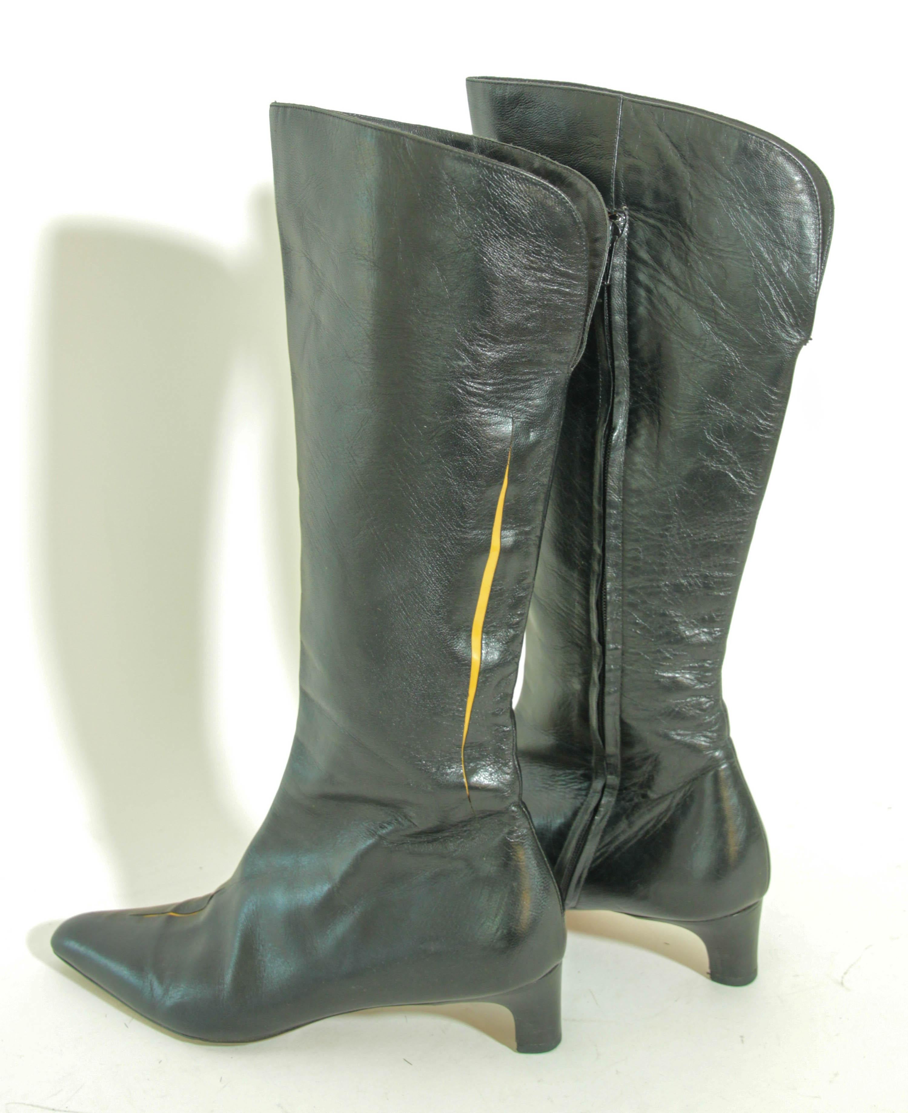 DRIES VAN NOTEN Black Leather Boots Size EU 39 For Sale 1