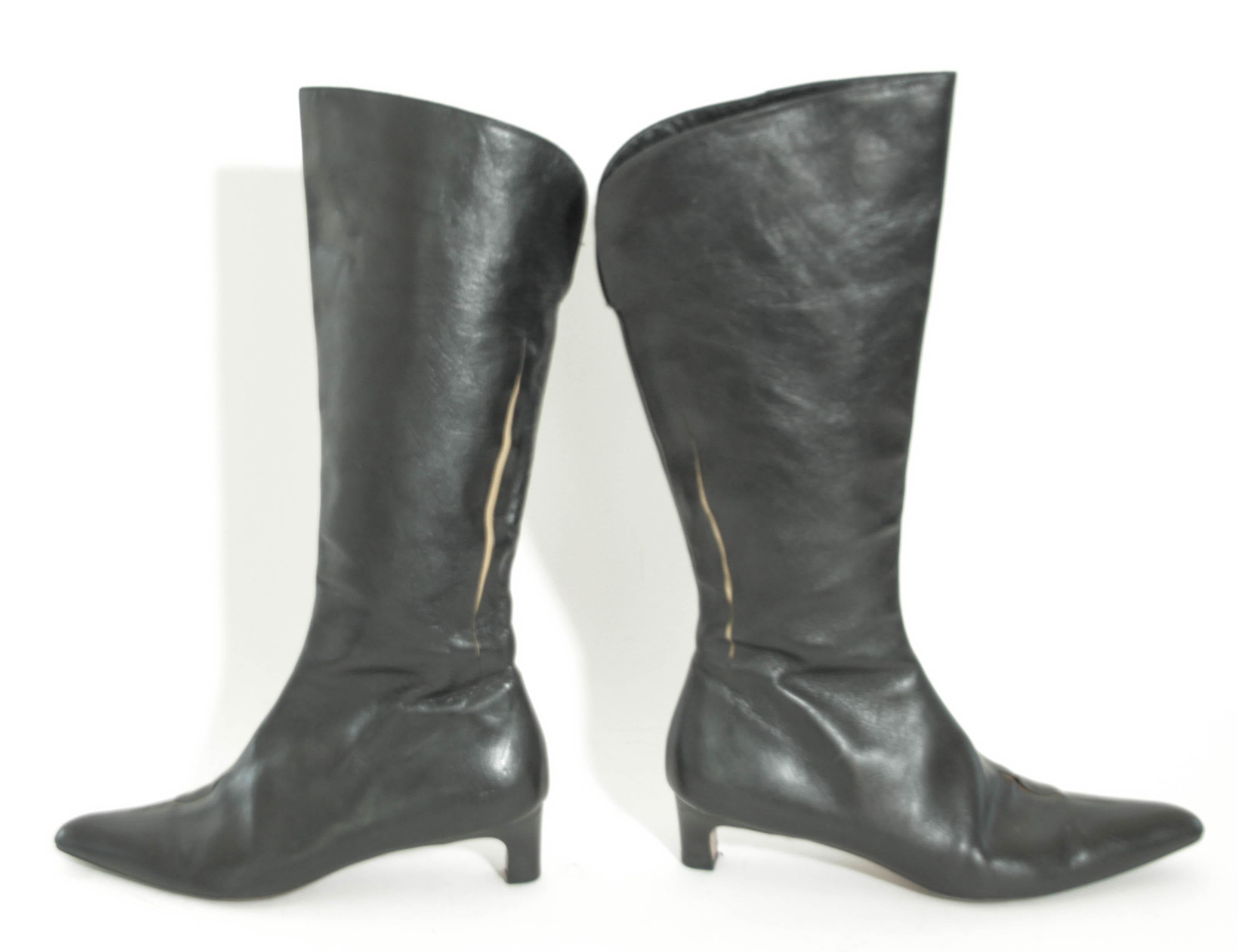 DRIES VAN NOTEN Black Leather Boots Size EU 39 For Sale 2