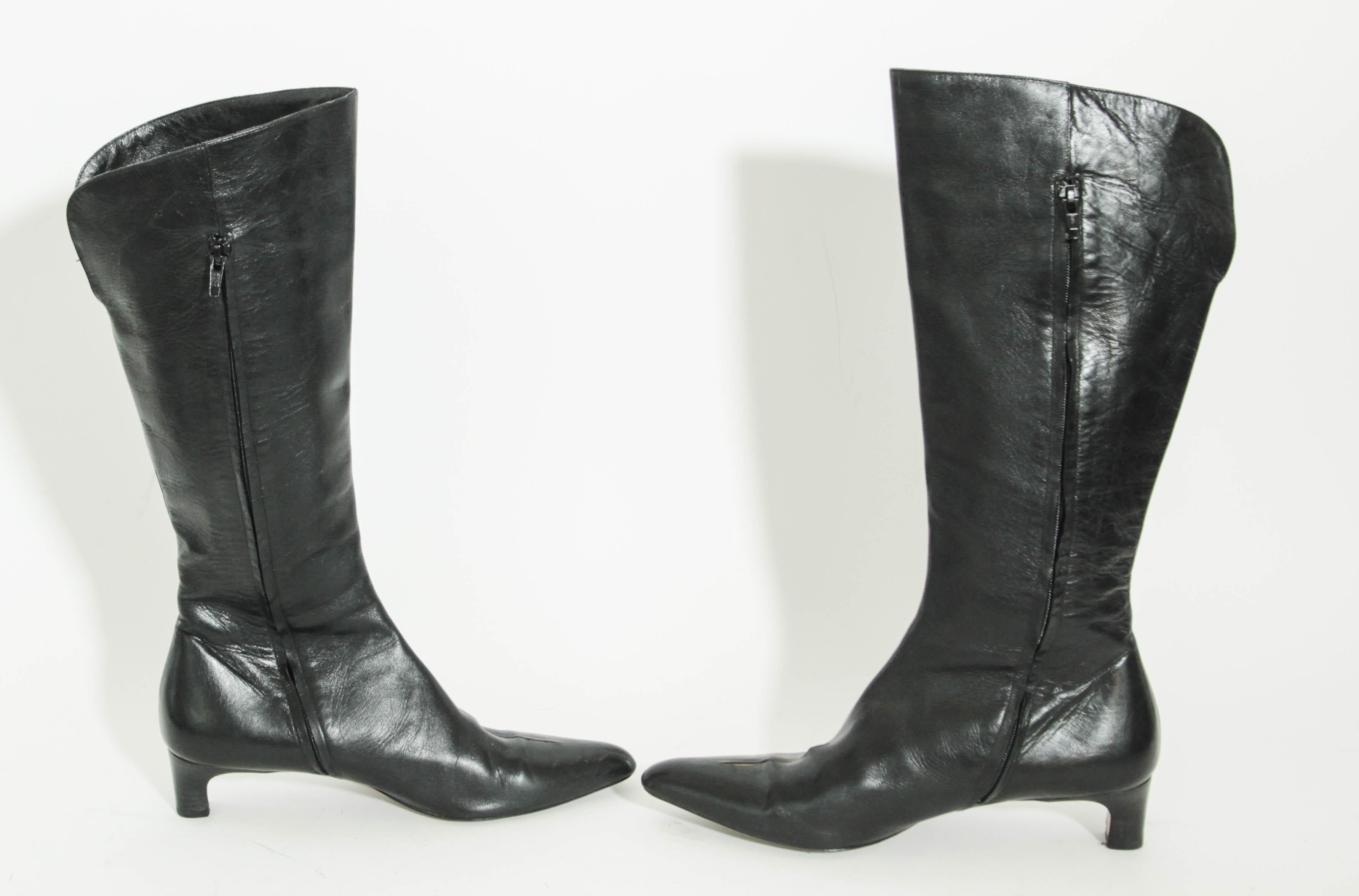 DRIES VAN NOTEN Black Leather Boots Size EU 39 For Sale 3