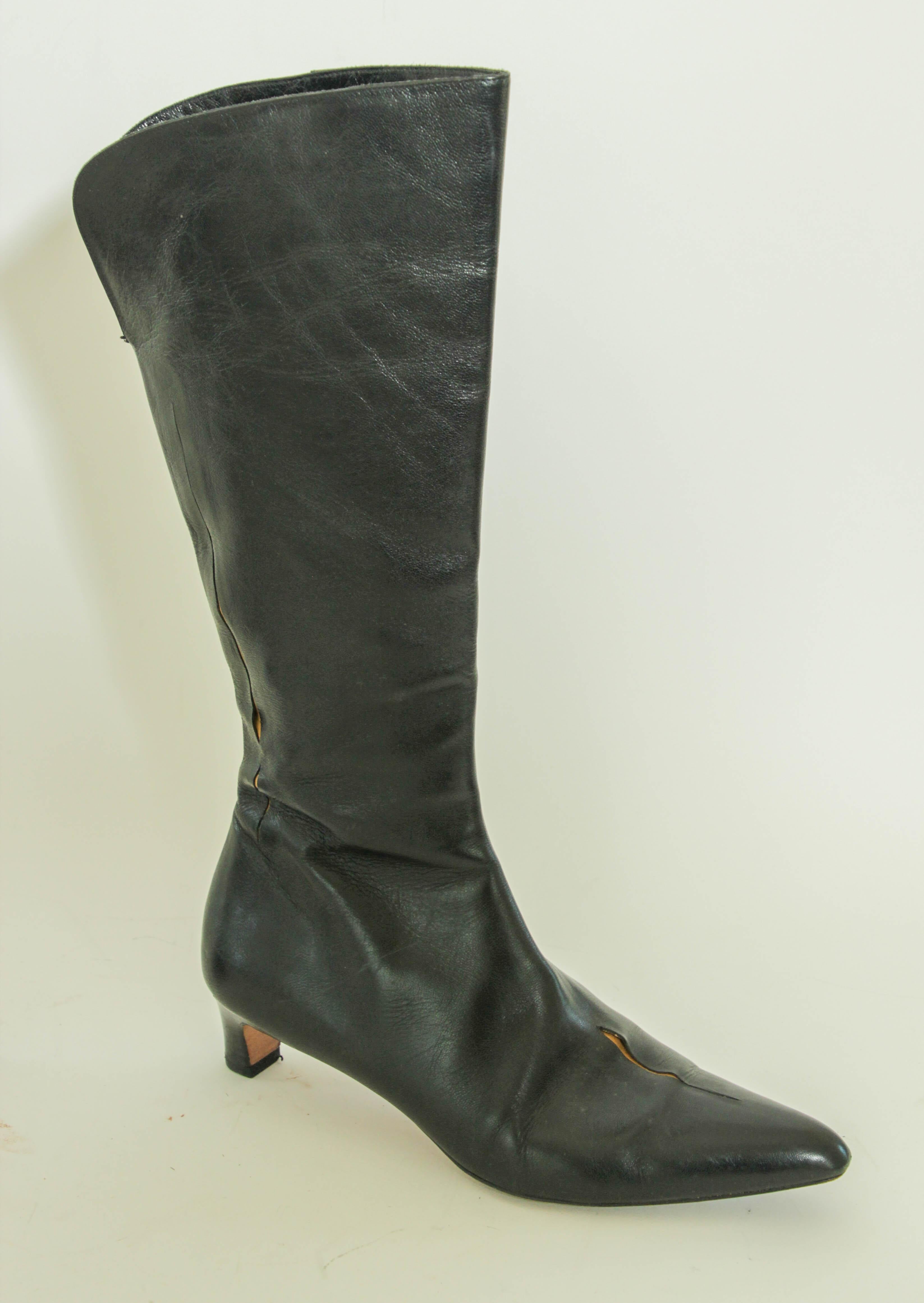 DRIES VAN NOTEN Black Leather Boots Size EU 39 For Sale 5