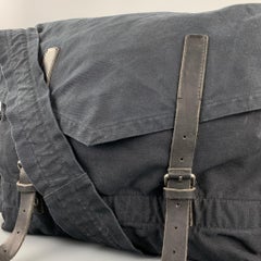DRIES VAN NOTEN Black Leather Trim Canvas Messenger Bag