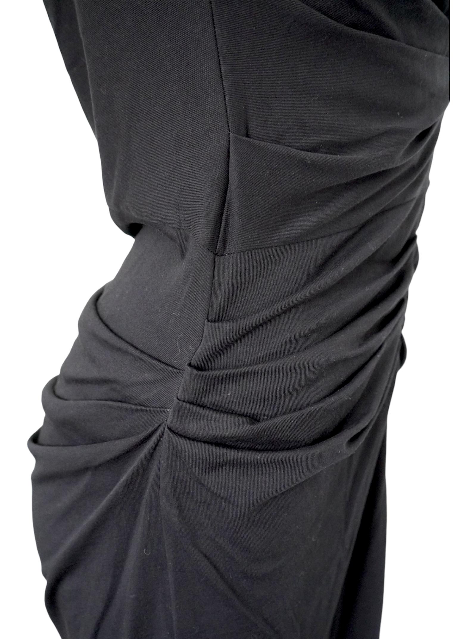 Dries Van Noten Black Midi Deep V Dress For Sale 1