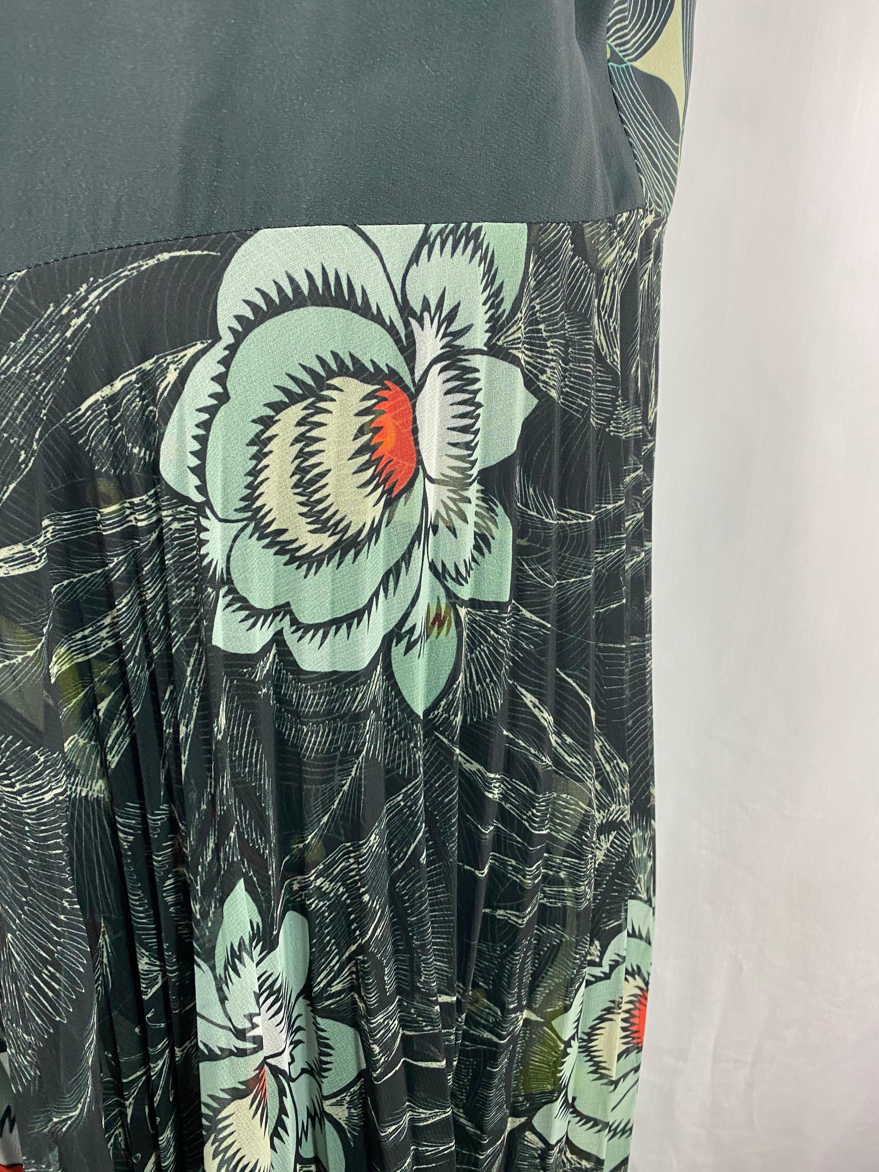 Dries Van Noten Black & Multicolor Wrap Maxi Dress, Size 38 3