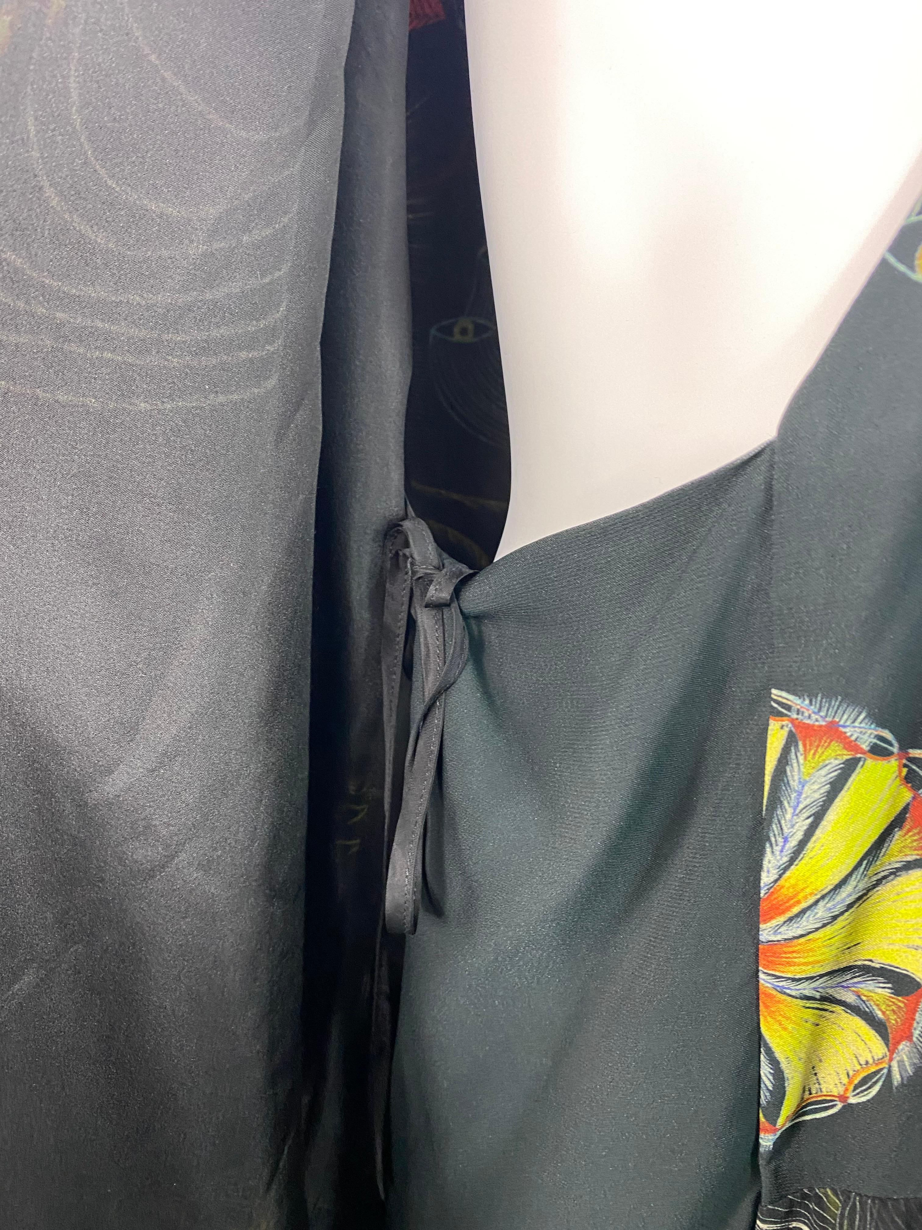 Dries Van Noten Black & Multicolor Wrap Maxi Dress, Size 38 2