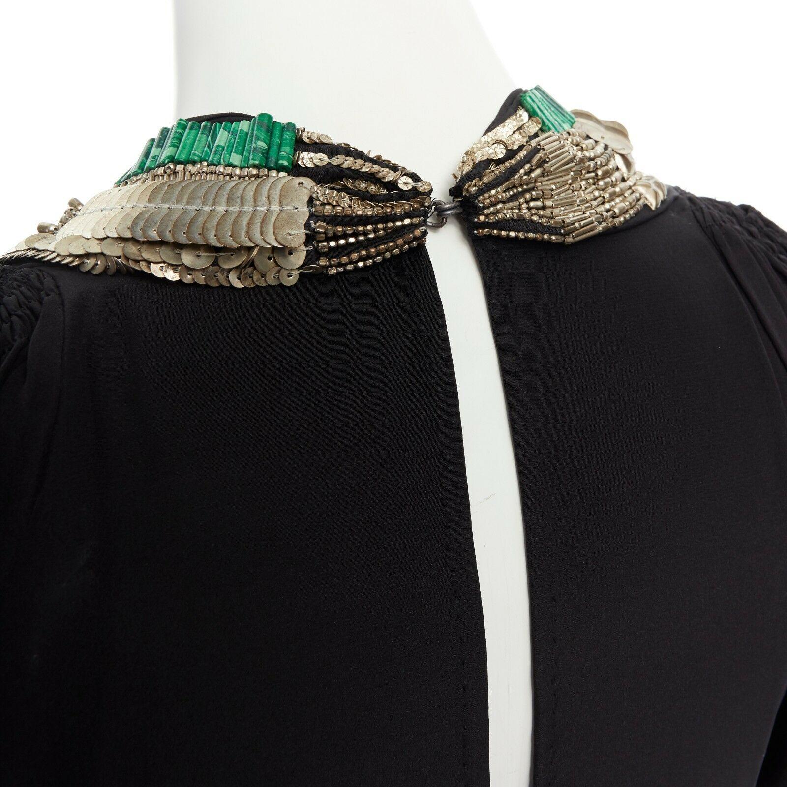 DRIES VAN NOTEN black oriental beaded embroidered silk dress FR36 US4 UK8 IT40 S 5