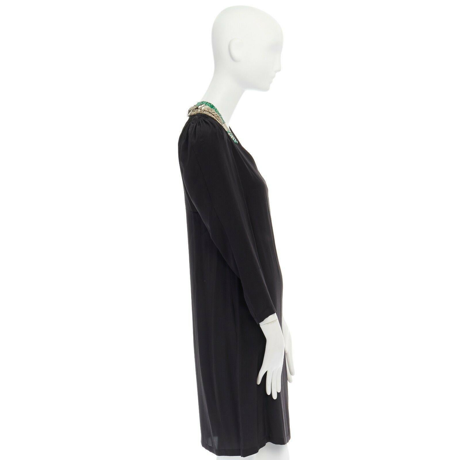 DRIES VAN NOTEN black oriental beaded embroidered silk dress FR36 US4 UK8 IT40 S 1
