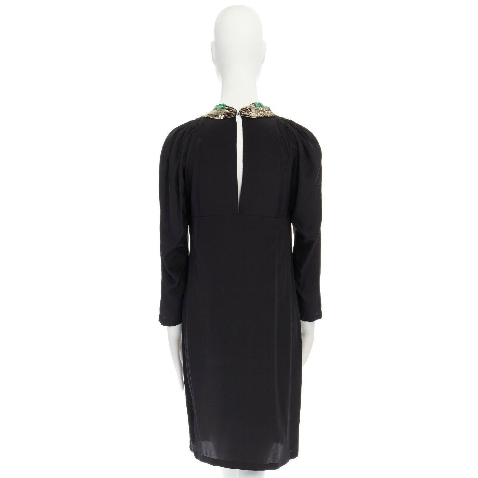 DRIES VAN NOTEN black oriental beaded embroidered silk dress FR36 US4 UK8 IT40 S 2