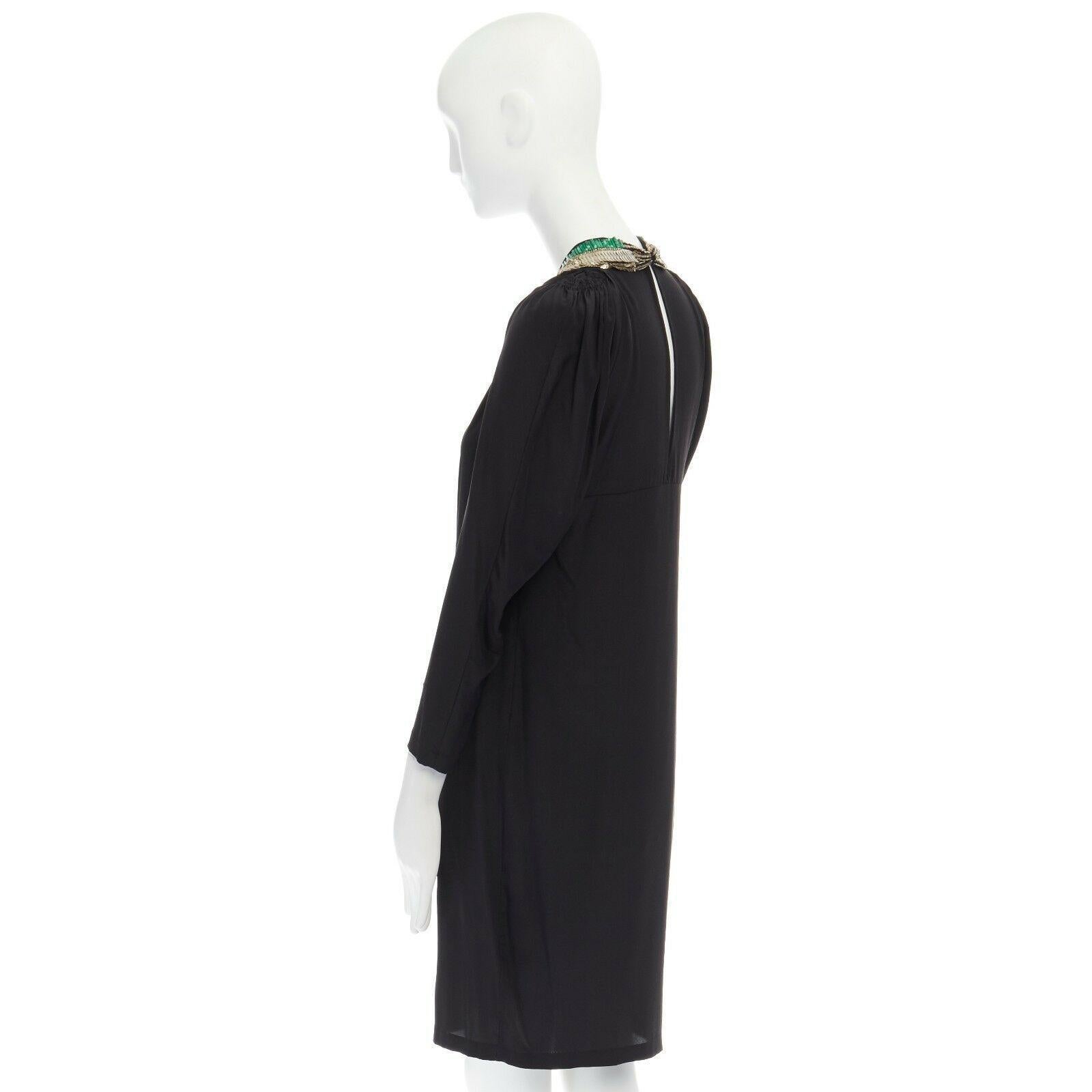 DRIES VAN NOTEN black oriental beaded embroidered silk dress FR36 US4 UK8 IT40 S 3