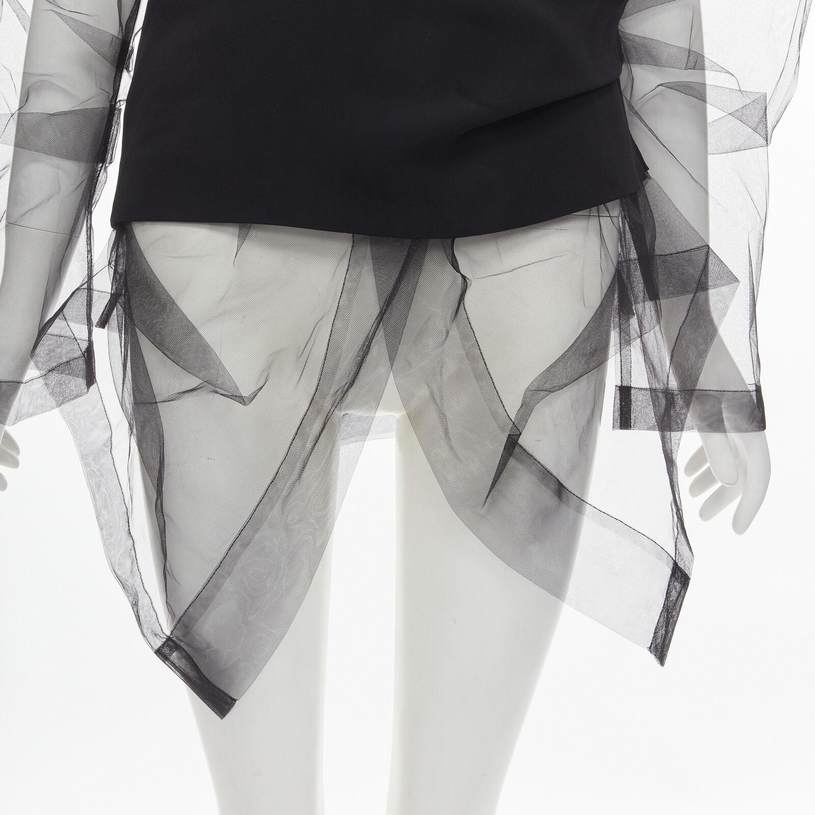 DRIES VAN NOTEN black oversized sheer organza layered camisole top FR38 M 5