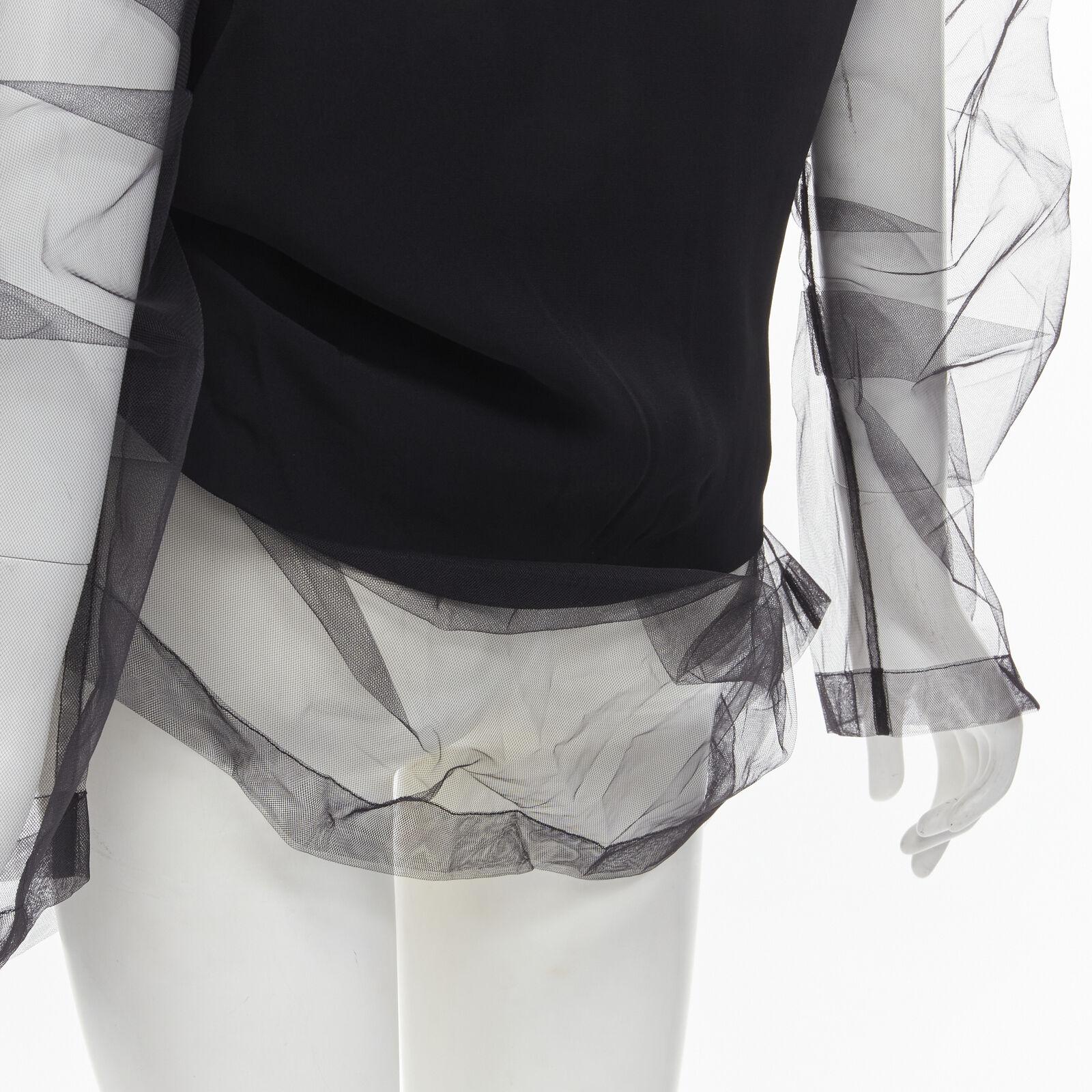 DRIES VAN NOTEN black oversized sheer organza layered camisole top FR38 M 6