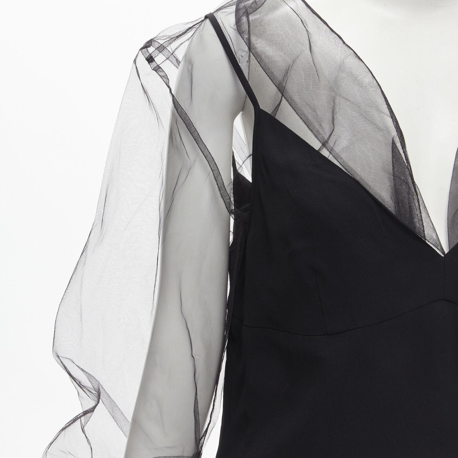 DRIES VAN NOTEN black oversized sheer organza layered camisole top FR38 M 2