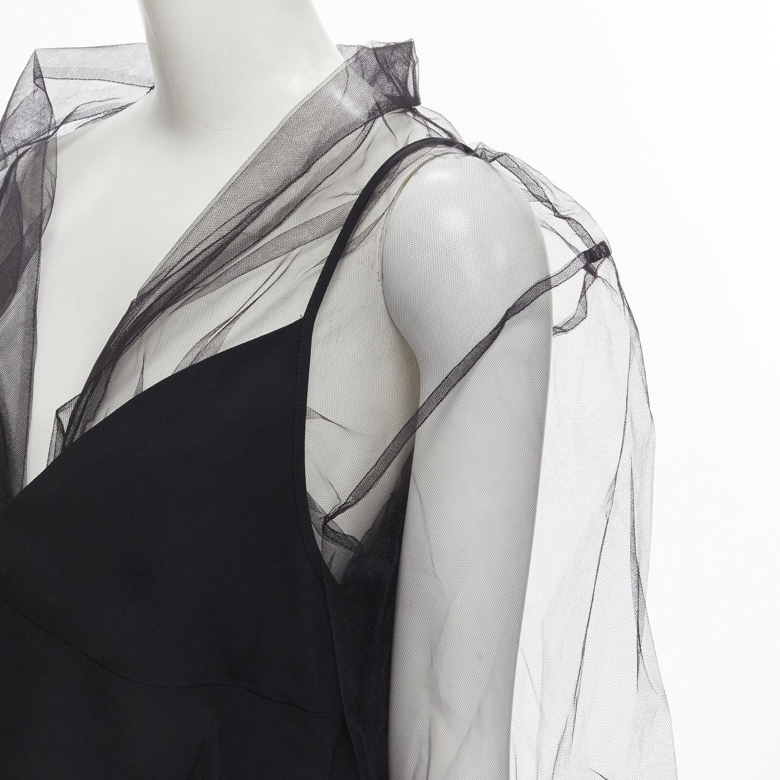 DRIES VAN NOTEN black oversized sheer organza layered camisole top FR38 M 3
