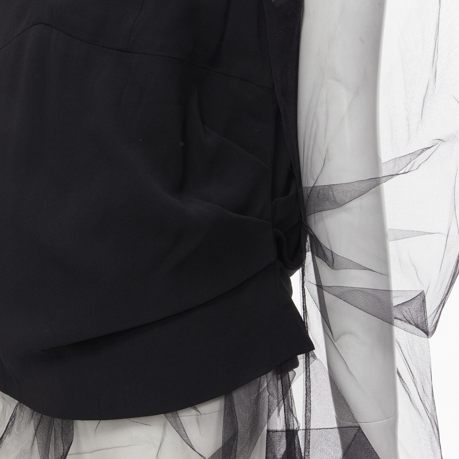 DRIES VAN NOTEN black oversized sheer organza layered camisole top FR38 M 4