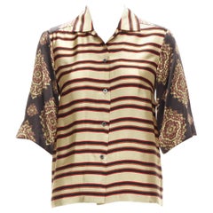 DRIES VAN NOTEN chemise décontractée à rayures, imprimé pixel paisley, noir FR36 S