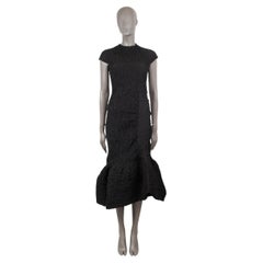 DRIES VAN NOTEN black polyester 2022 DORY SMOCKED TAFFETA MIDI Dress S