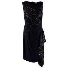 Dries Van Noten Black Print Silk Ruffled Dress - Size US 8