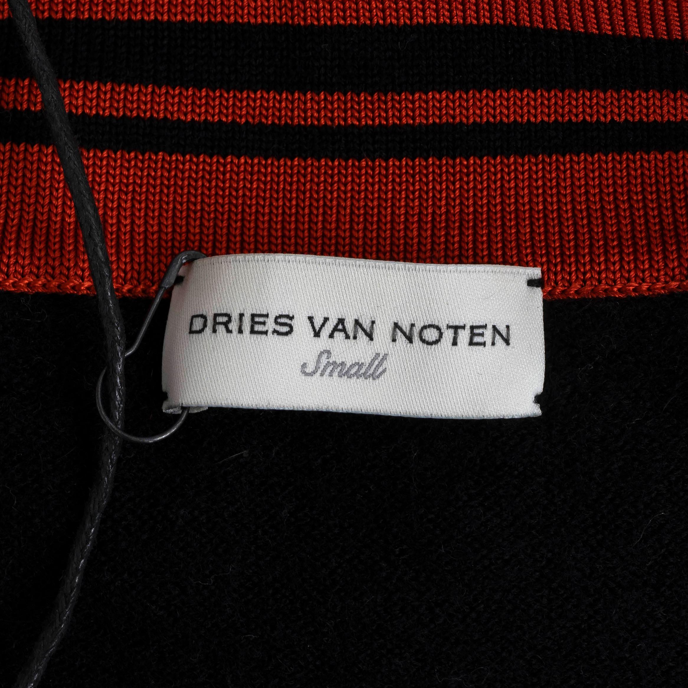 DRIES VAN NOTEN black & red  wool JENIFA STRIPE V-NECK Sweater Vest S 1