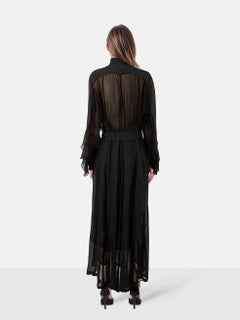 Dries Van Noten Black Ruffle Sheer Maxi Dress Size L