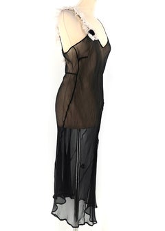 Dries Van Noten Black Sheer Silk Slip Dress US 6