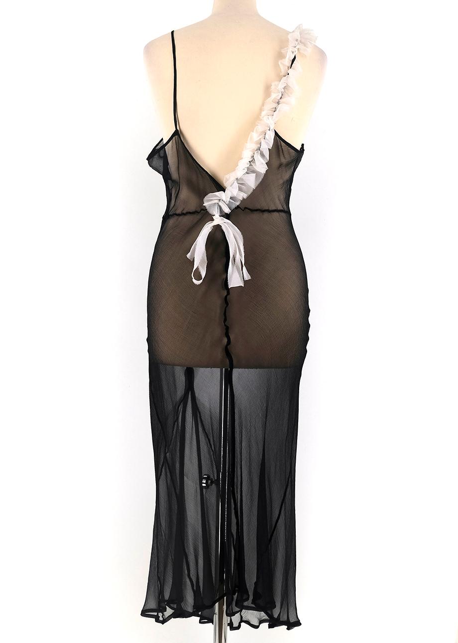 Dries Van Noten Black Sheer Silk Slip Dress US 6 In Excellent Condition In London, GB