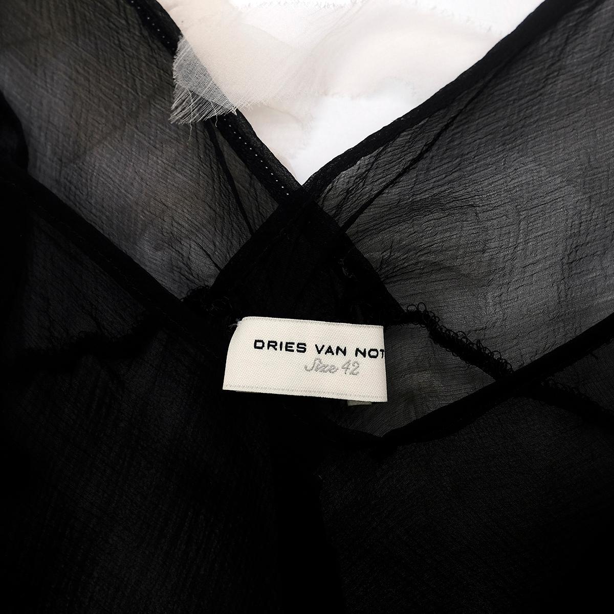 Dries Van Noten Black Sheer Silk Slip Dress US 6 In Excellent Condition In London, GB
