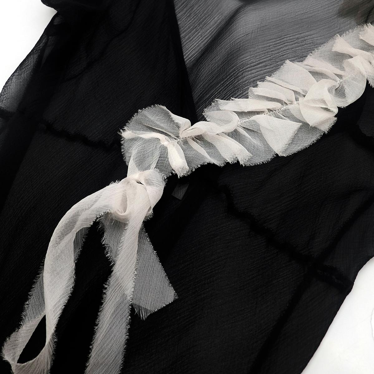 Dries Van Noten Black Sheer Silk Slip Dress US 6 4
