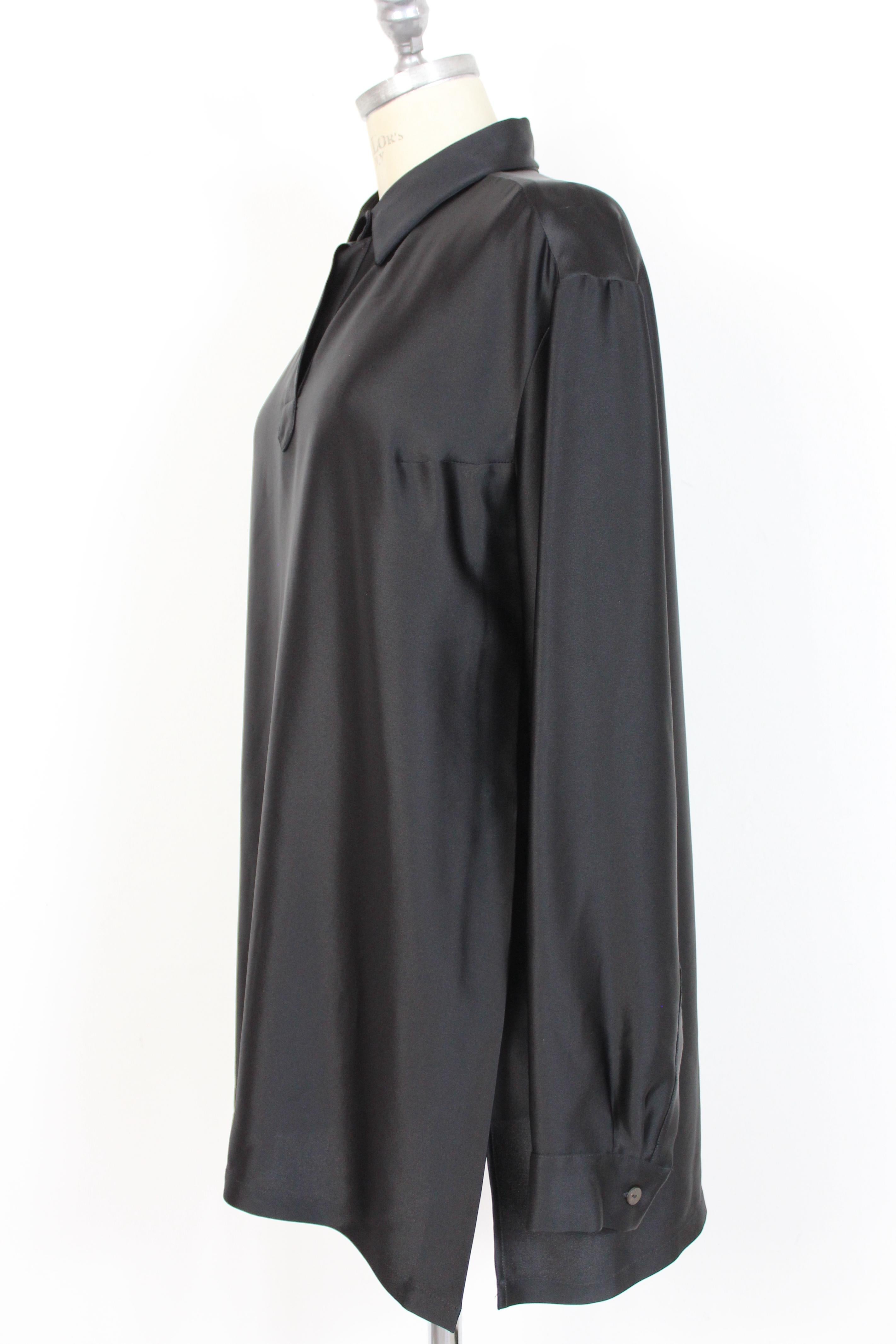Women's Dries Van Noten Black Shiny Casual Shirt Dress