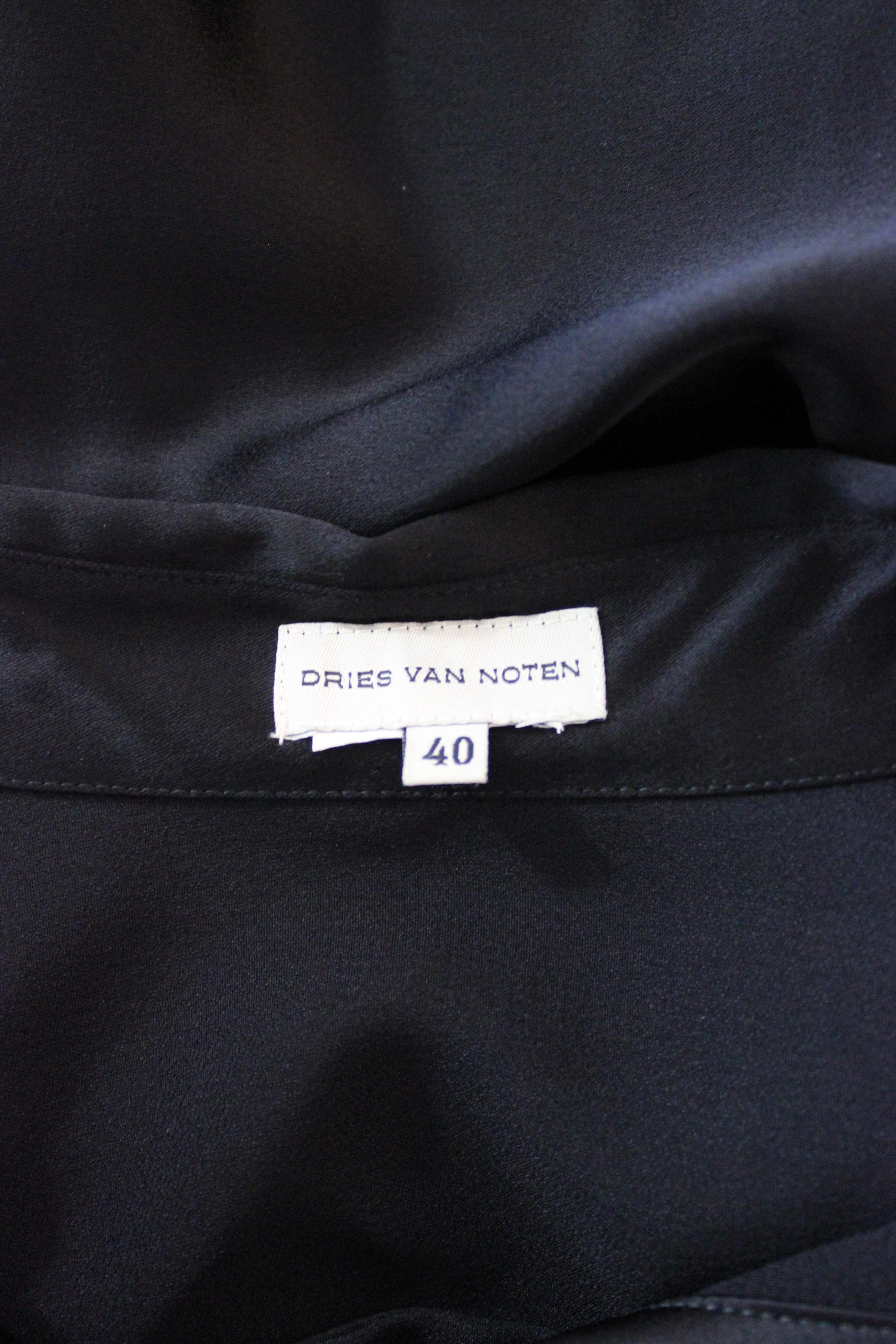 Dries Van Noten Black Shiny Casual Shirt Dress 1