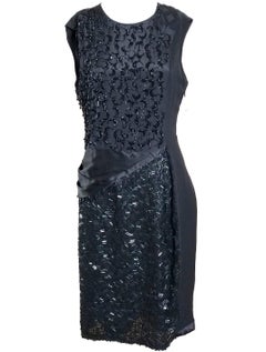 Dries Van Noten Black Silk Beaded Cocktail Dress, 2000s