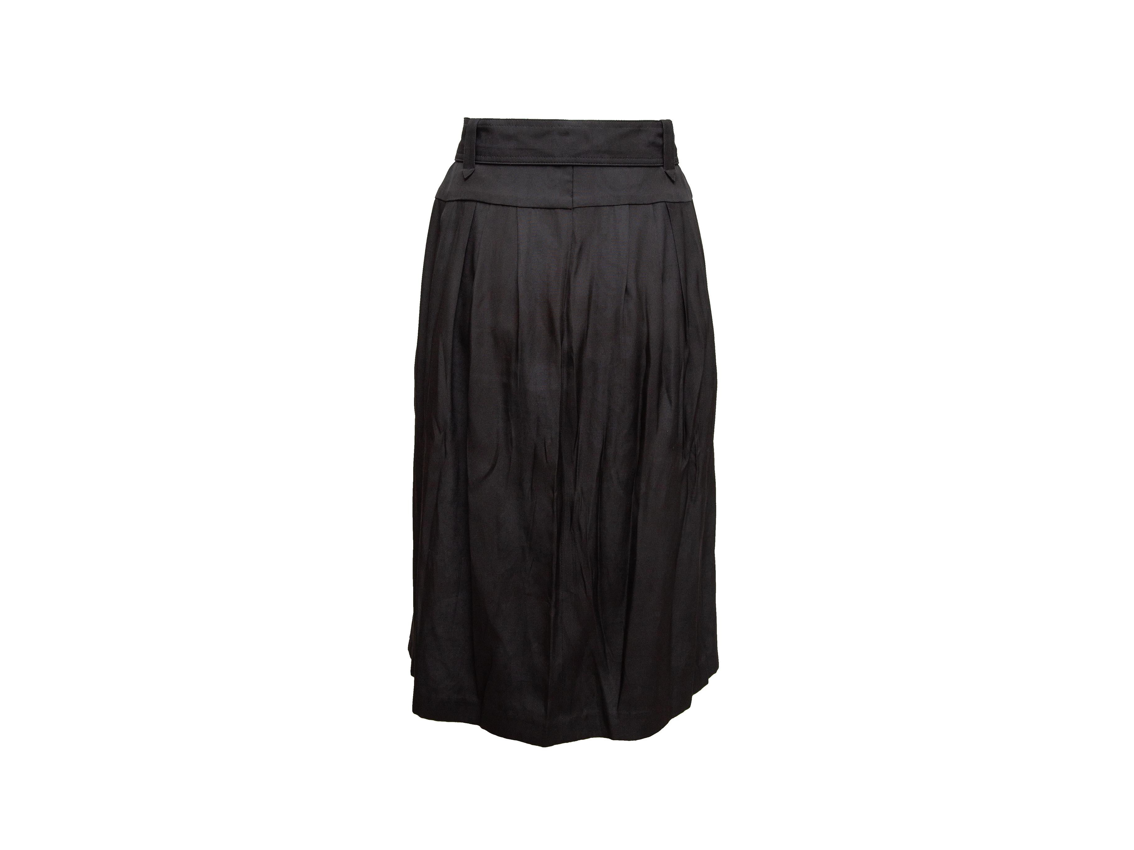 Product details: Black silk-blend skirt by Dries Van Noten. Belt accent at waist. Designer size 42. 32