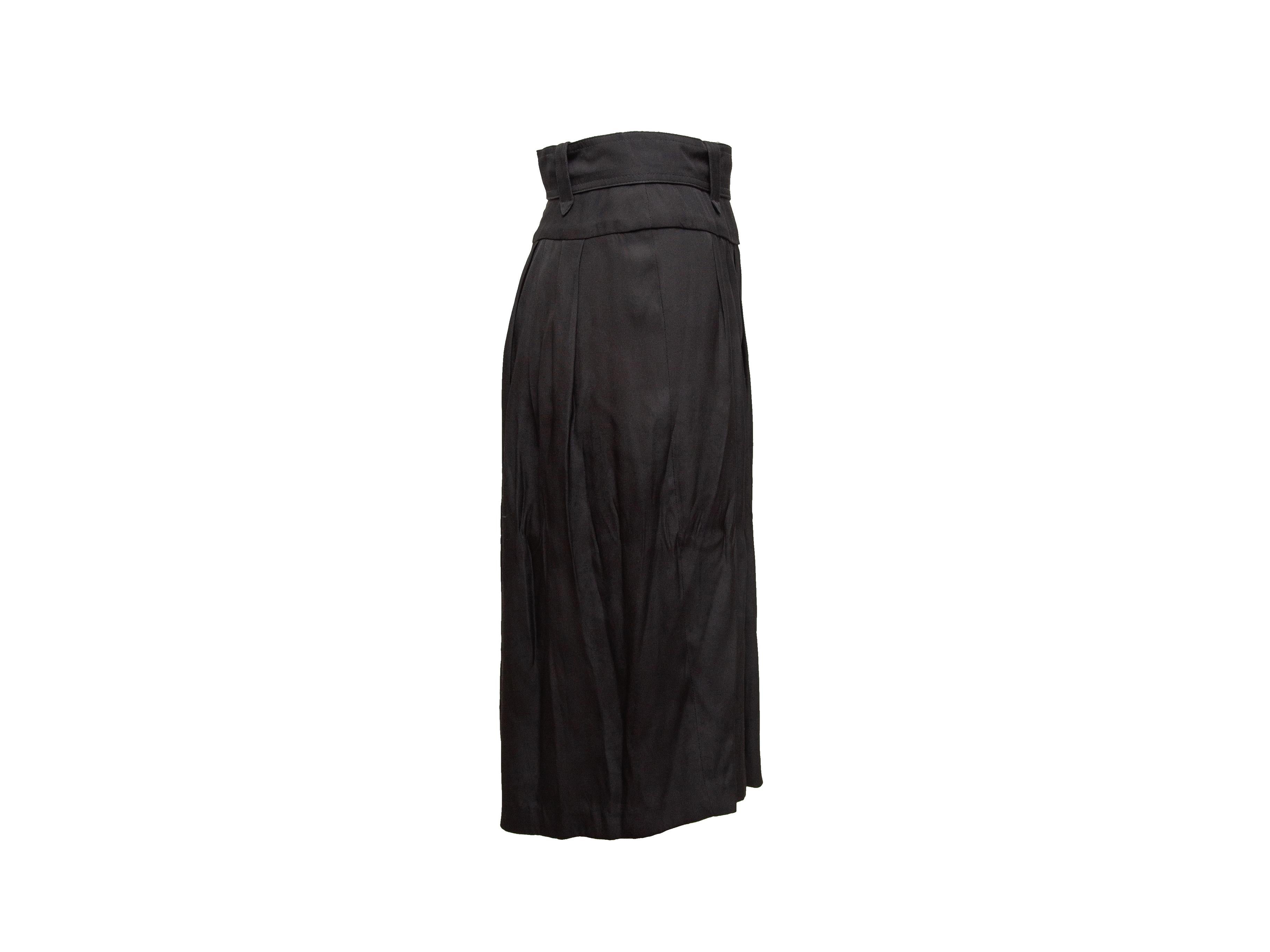 Women's Dries Van Noten Black Silk-Blend Belted Skirt