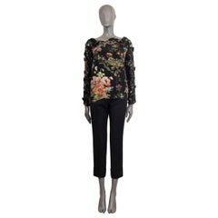 DRIES VAN NOTEN black silk FLORAL EMBELLISHED Blouse Shirt 36 S