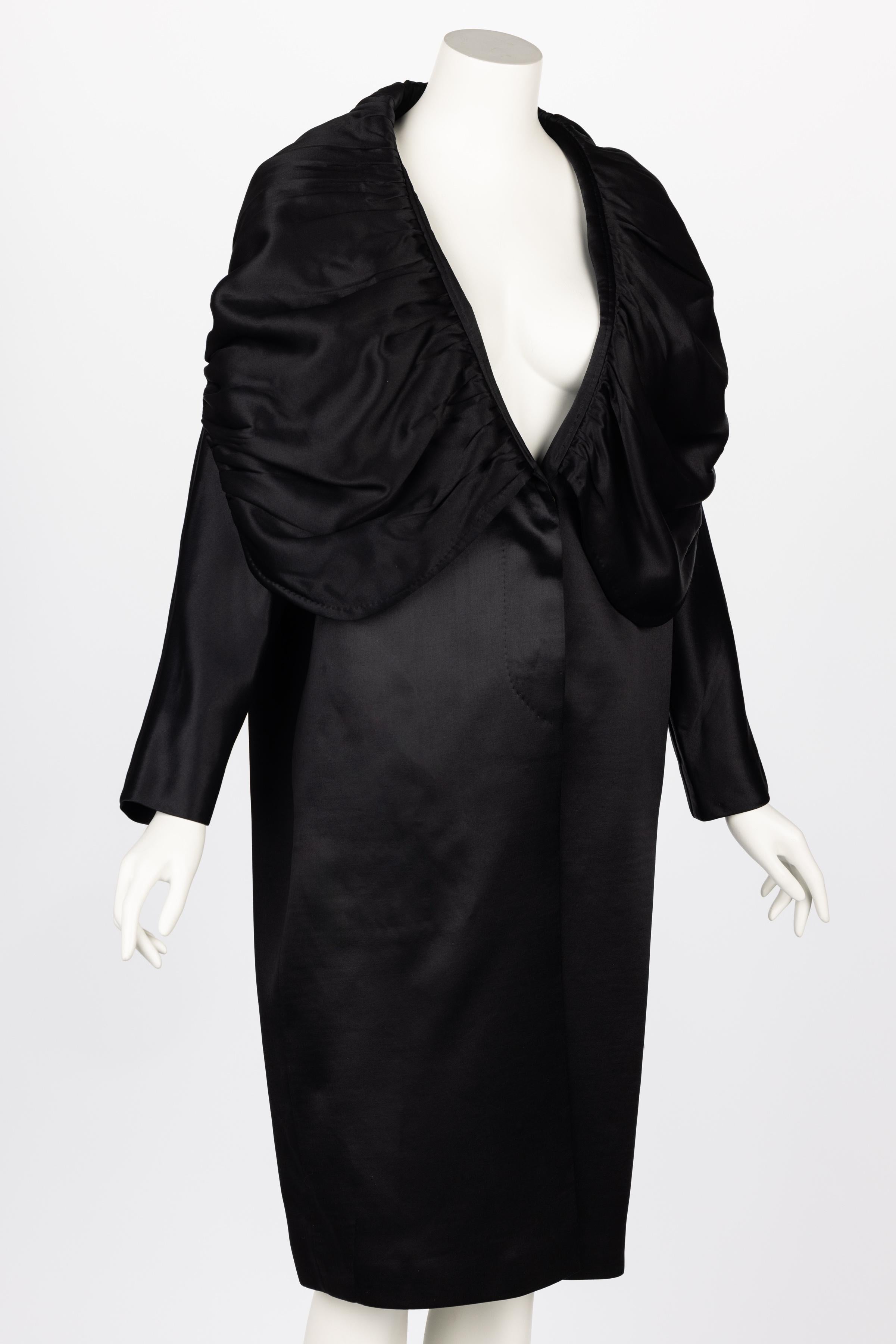 Nero Dries Van Noten - Cappotto in lana e seta Autunno 2000 - Passerella in vendita