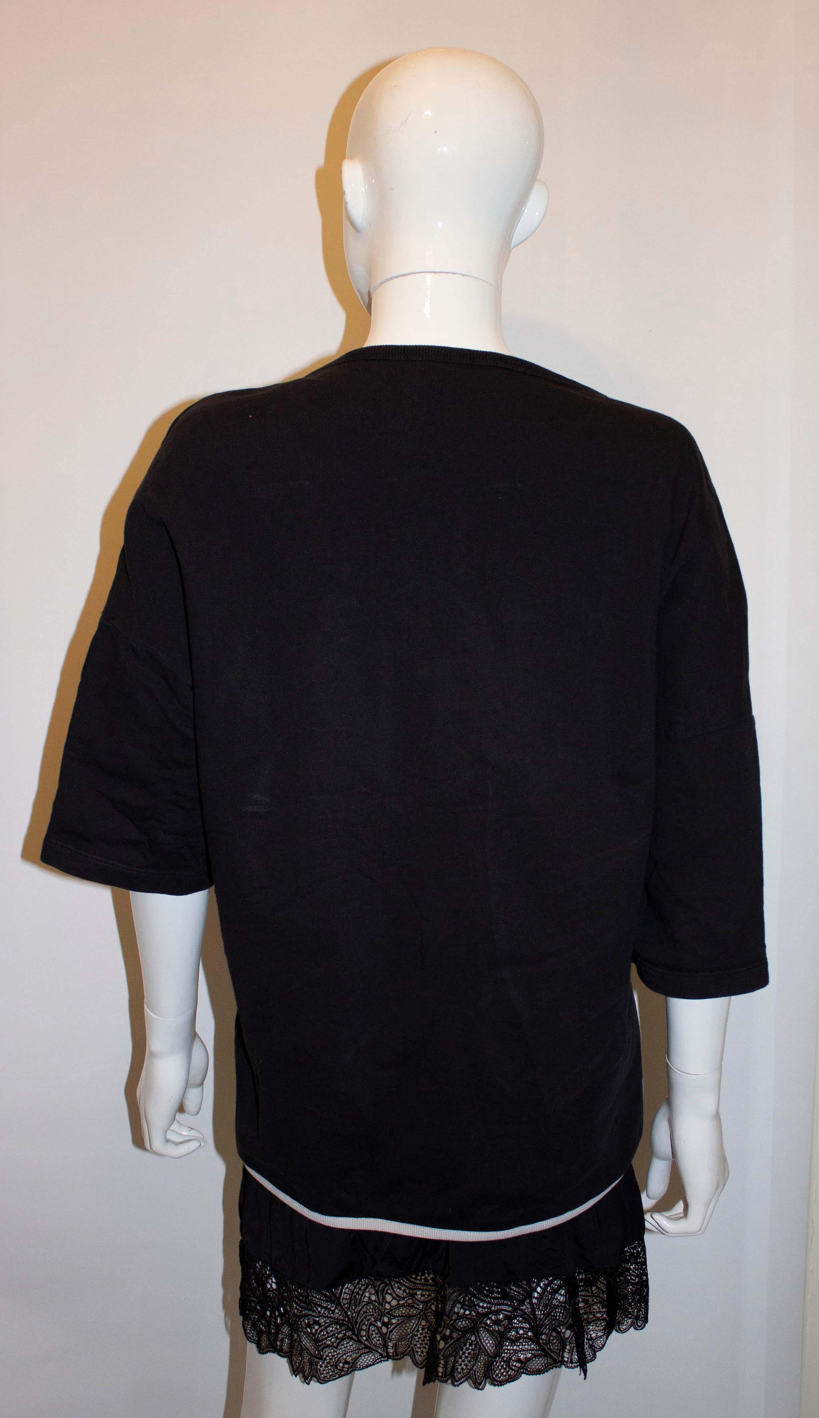 Dries van Noten - Top nero con finiture bianche In condizioni buone in vendita a London, GB