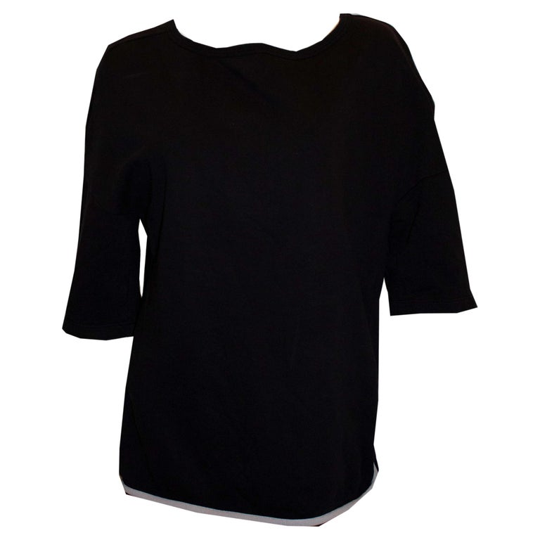 Dries van Noten Black Top with White Trim For Sale at 1stDibs