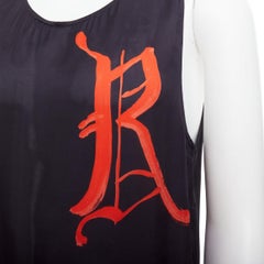 DRIES VAN NOTEN black viscose gothic R print viscose tank top IT46 S