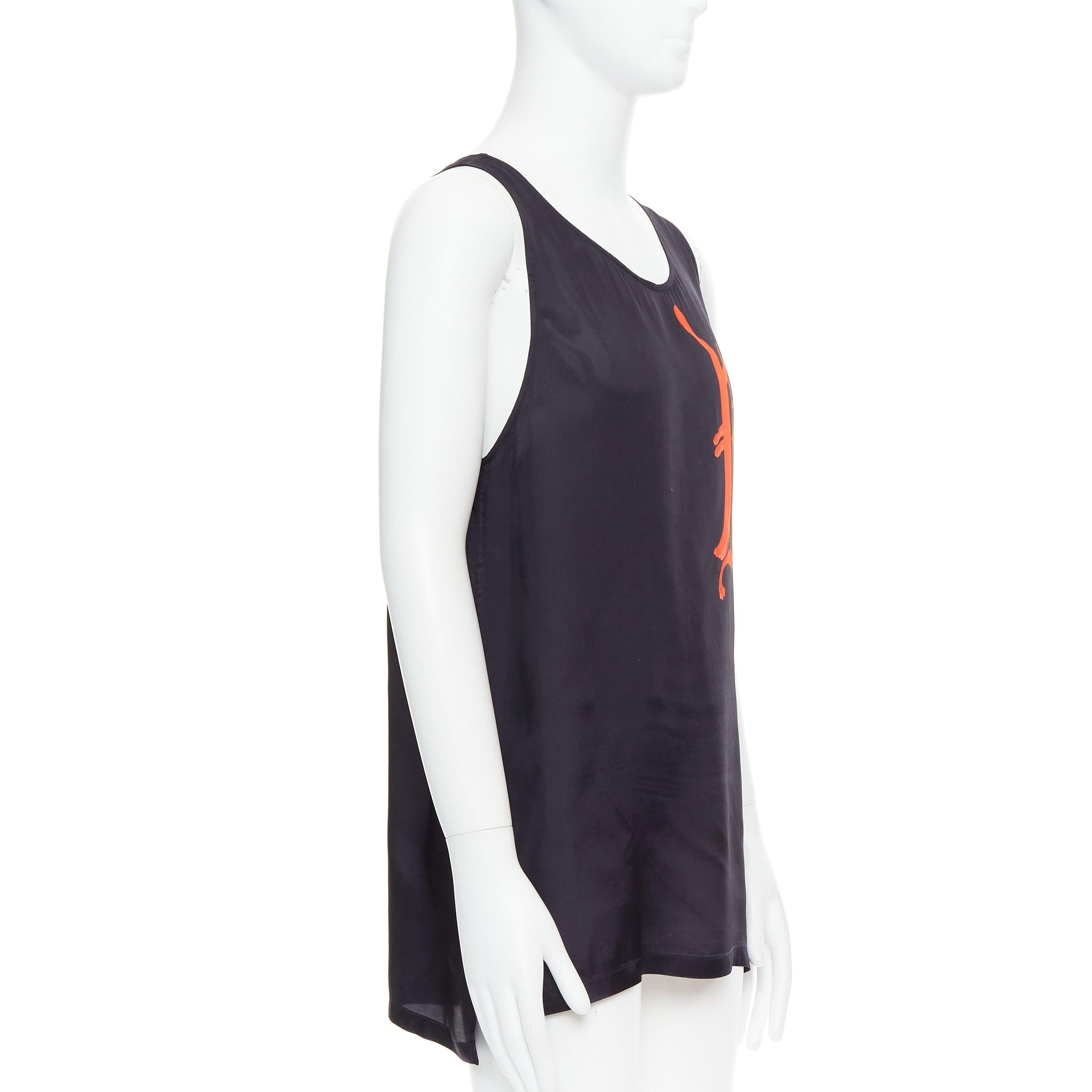 Black DRIES VAN NOTEN black viscose gothic R print viscose tank top IT46 S For Sale