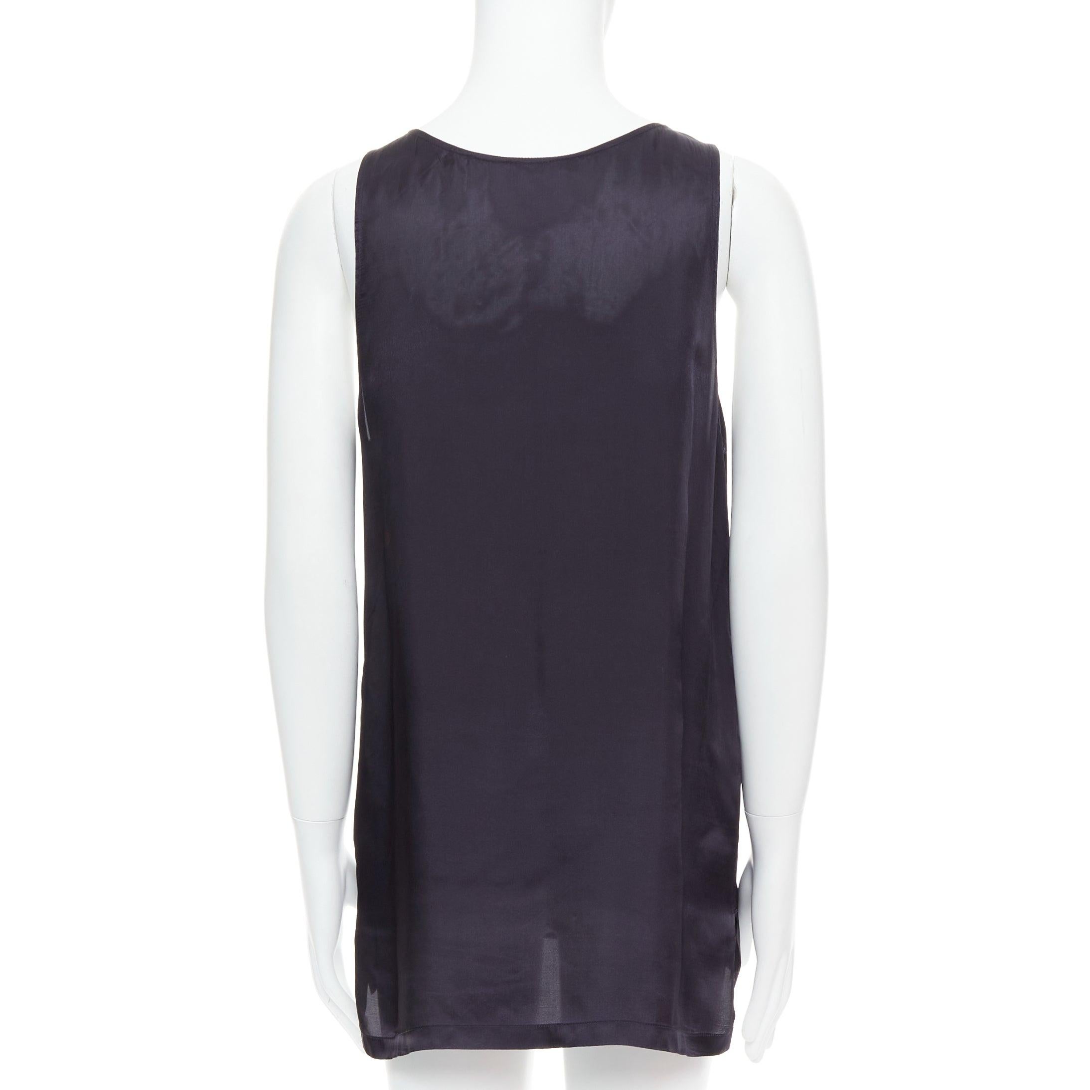 Men's DRIES VAN NOTEN black viscose gothic R print viscose tank top IT46 S For Sale