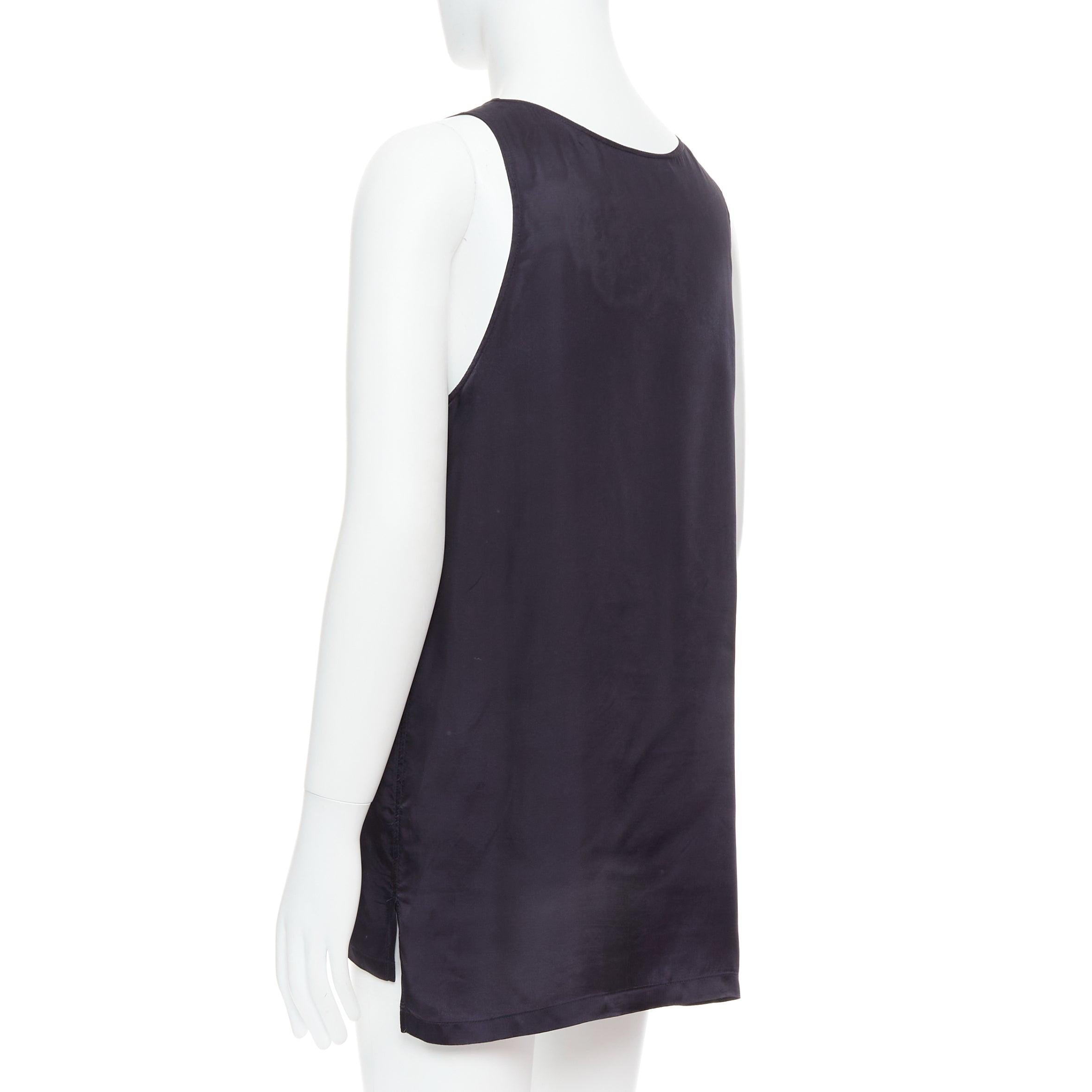 DRIES VAN NOTEN black viscose gothic R print viscose tank top IT46 S For Sale 1