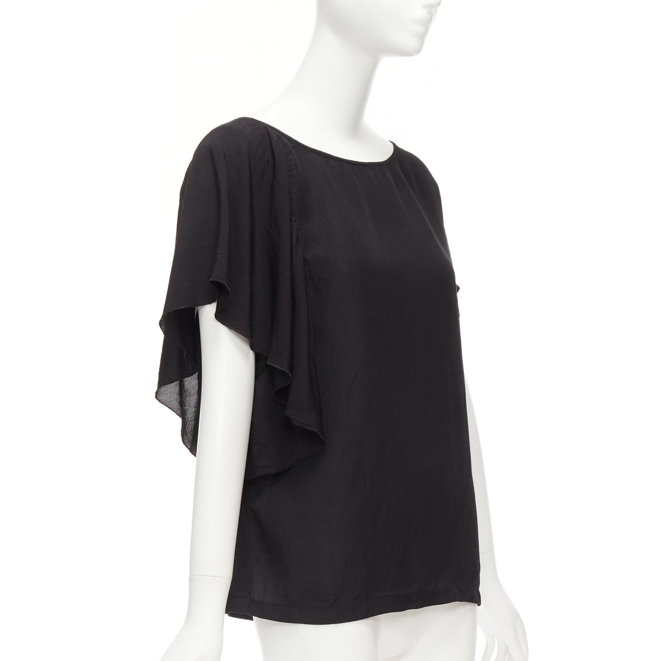 DRIES VAN NOTEN black viscose linen asymmetric flutter sleeve blouse top FR40 L
Reference: DYTG/A00048
Brand: Dries Van Noten
Material: Viscose, Linen
Color: Black
Pattern: Solid
Closure: Slip On
Made in: Belgium

CONDITION:
Condition: Excellent,