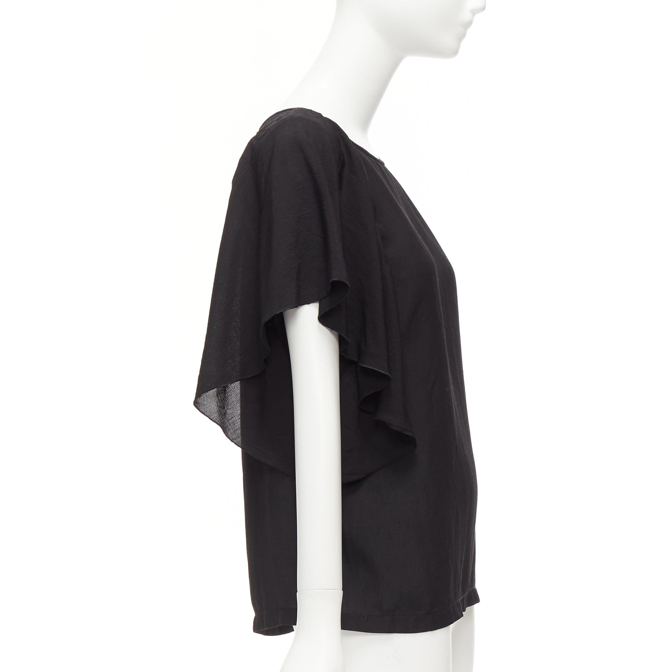 DRIES VAN NOTEN top blouse à manches volantes asymétriques en lin viscose noir FR40 L Excellent état - En vente à Hong Kong, NT