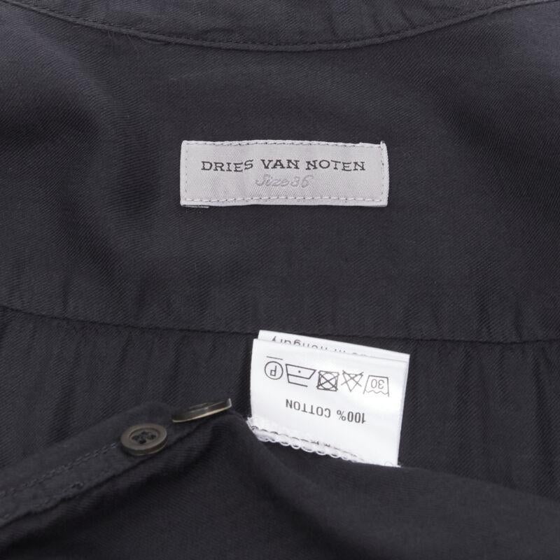 DRIES VAN NOTEN chemise à poches cargo en coton lavé noir, boutonnée sur le devant FR36 XS en vente 6