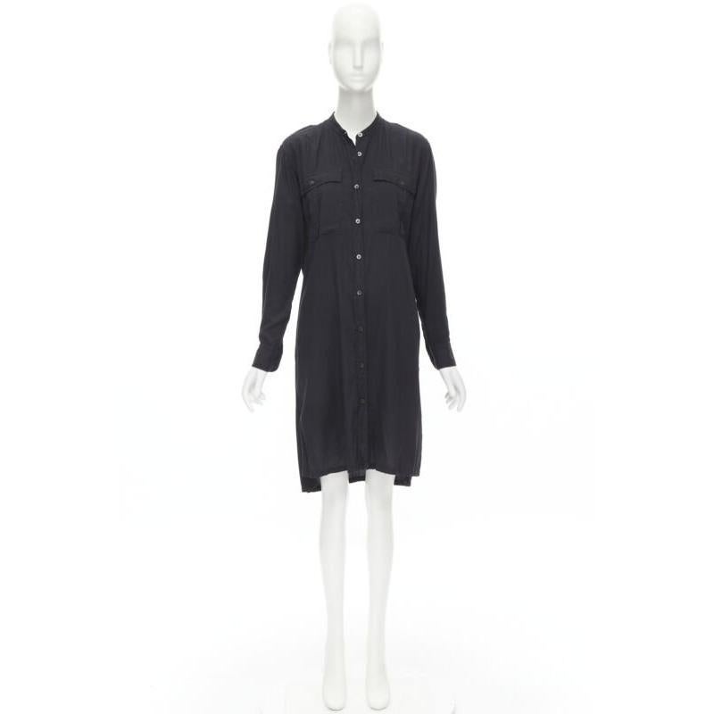 DRIES VAN NOTEN chemise à poches cargo en coton lavé noir, boutonnée sur le devant FR36 XS en vente 7