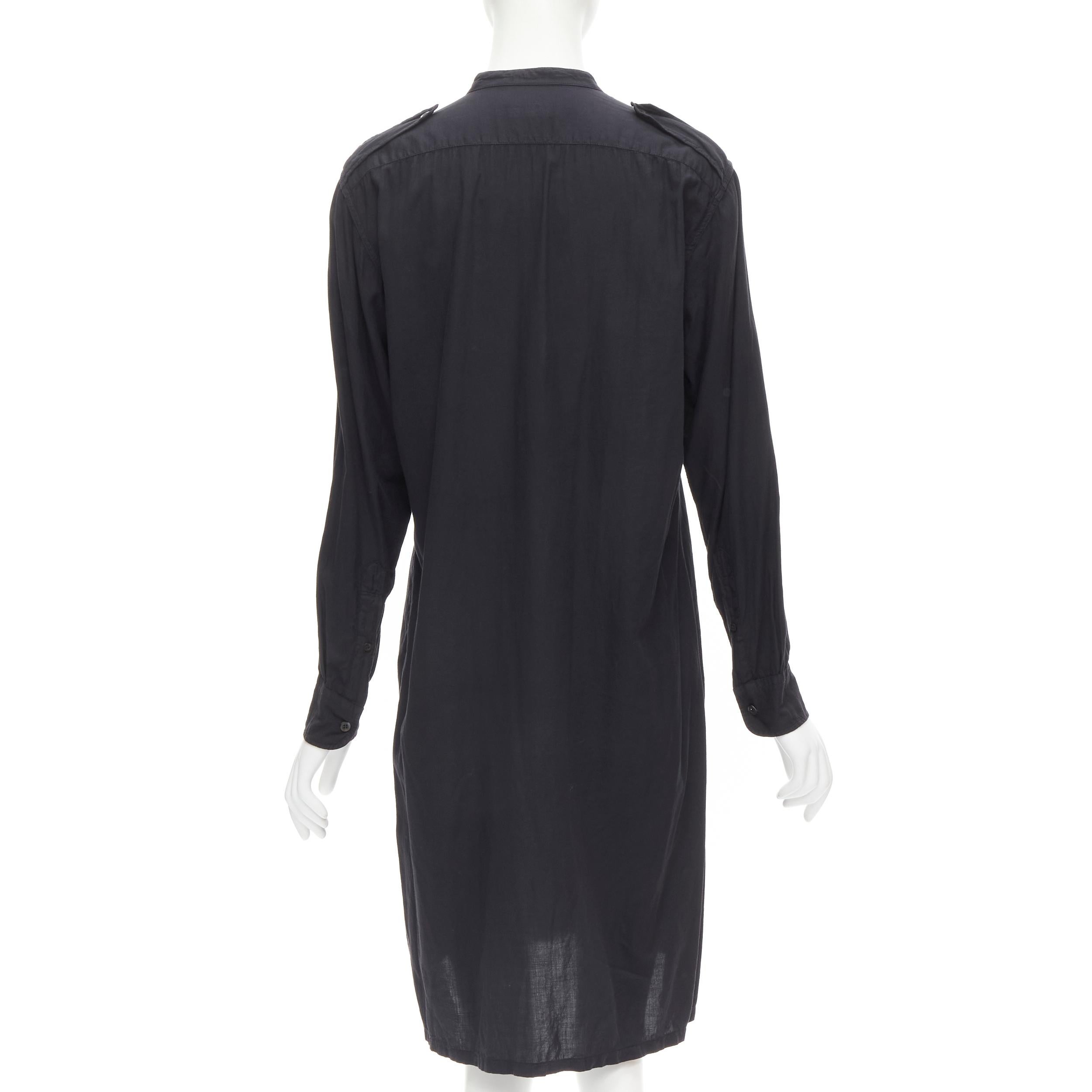 Women's DRIES VAN NOTEN black washed cotton cargo pocket button front shirt FR36 XS For Sale